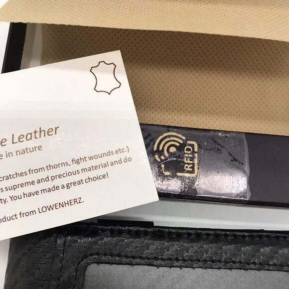 Lowenherz RFID Blocking Black Leather Bi-Fold Wallet Minamalist CC Front Pocket - Picture 12 of 12